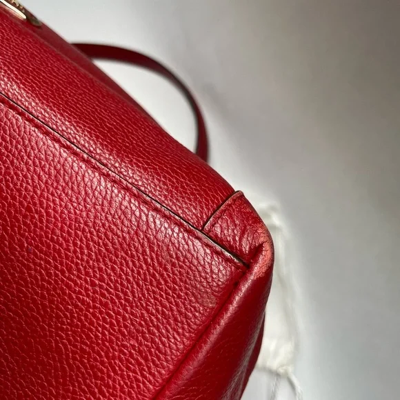 Coach Edie Pebbled Leather (33547) Shoulder Bag in Red with Dust Bag